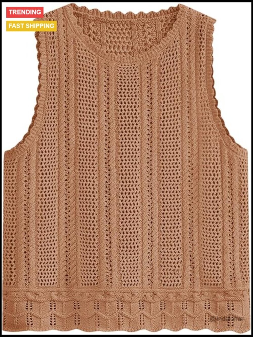 Crochet Sleeveless Sweater Tank Top Beach Vacation Cover Up